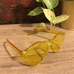 Rimless Yellow Mono Block Sunglasses